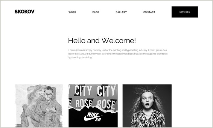 Skokov Black and White PSD Template