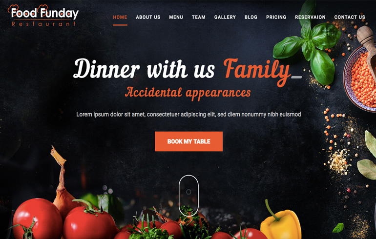 free css restaurant Website template