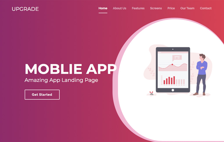 free css app landing mobile template