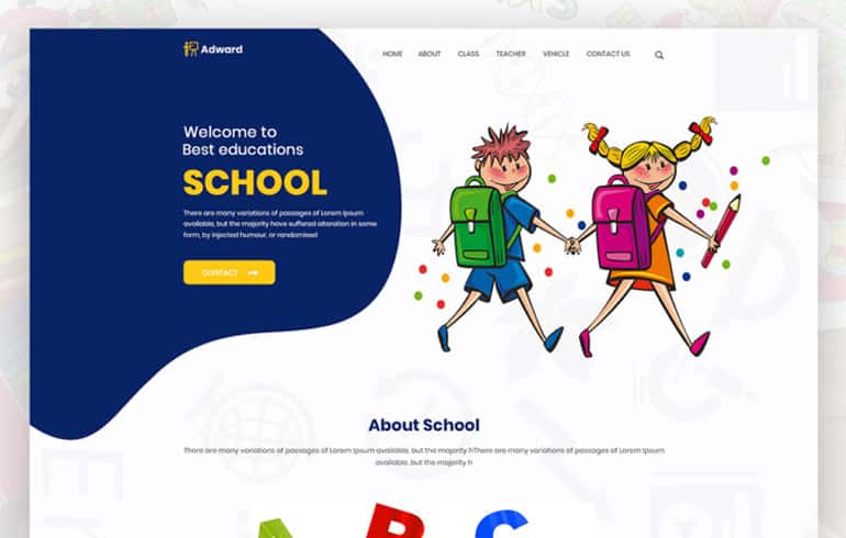 Free PSD Template for School Websites