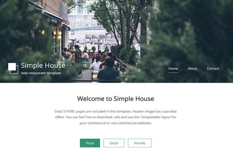 free online restaurant Website template