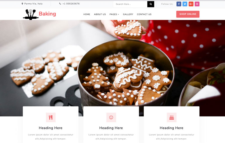 Bakes and Hotel online Bakery template