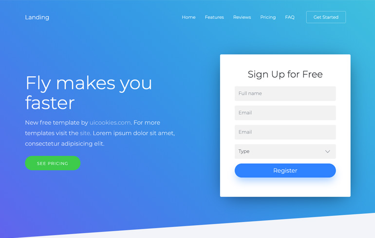 free css templates for app landing page