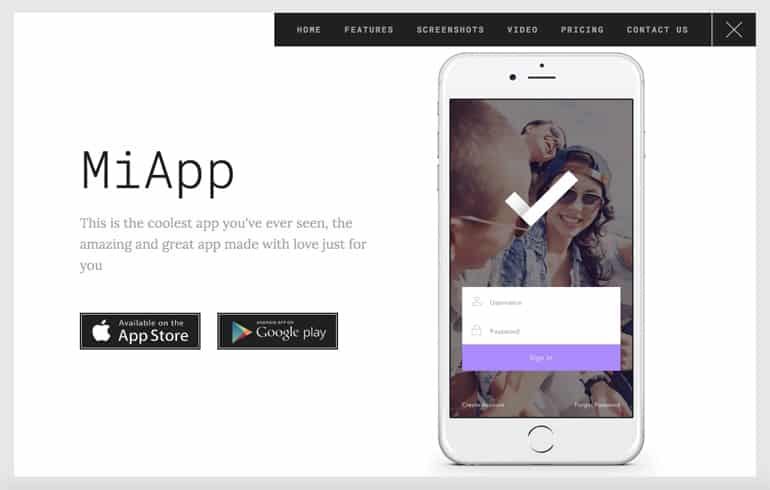 free mobile app css templates