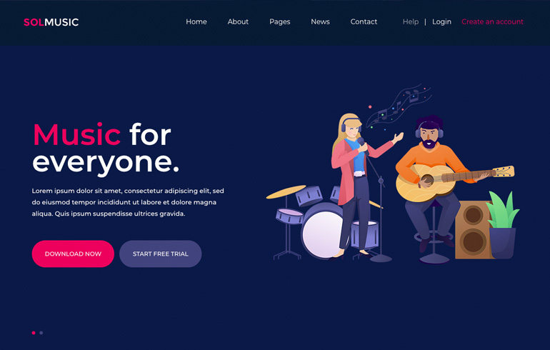free HTML5 templates for music website for musical business