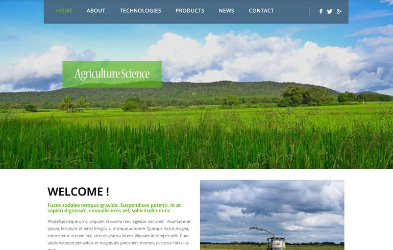 free online website template agriculture business website