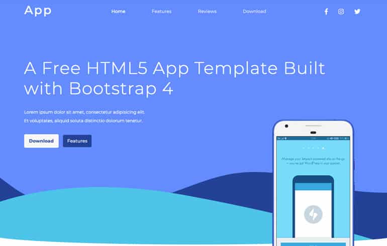 free css app template