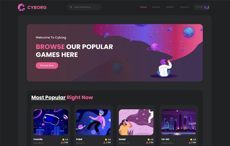 Cyborg Gaming - Free Gamer Website Template